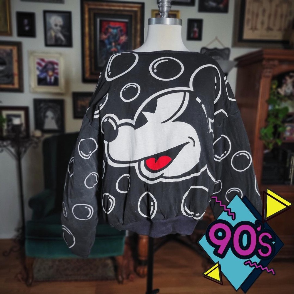 Disney‎ Mickey Mouse & Co Sweater Pullover Vintage 90s JC Hook Puffy Reversible